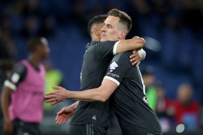 ROME, ITALY - APRIL 23: Arkadiusz Milik of Juventus celebrates scoring his team's first goal during the Coppa Italia Semi-final Second Leg match between SS Lazio and Juventus FC at Stadio Olimpico on April 23, 2024 in Rome, Italy. (Photo by Paolo Bruno/Getty Images)