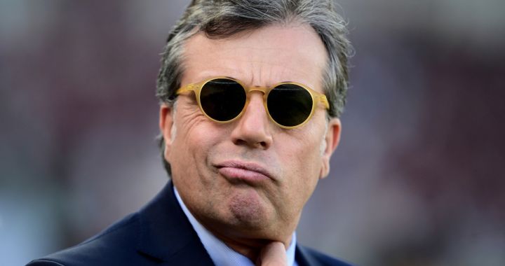 Juventus Football director Cristiano Giuntoli reacts during the Italian Serie A football match between Torino and Juventus at the Grande Torino Stadium in Turin on April 13, 2024. (Photo by MARCO BERTORELLO / AFP) (Photo by MARCO BERTORELLO/AFP via Getty Images)