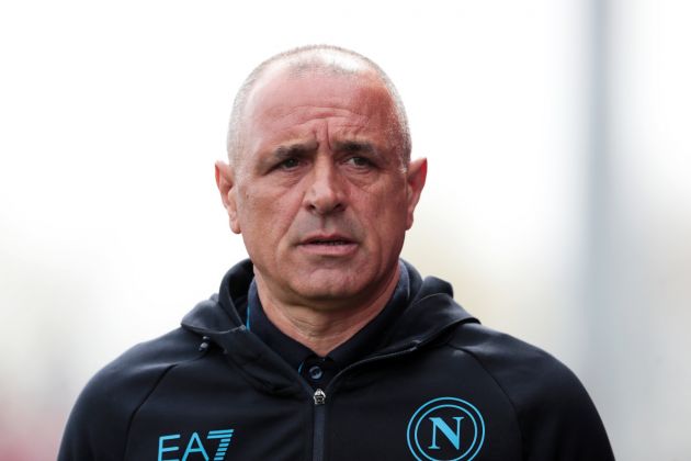 MONZA, ITALY - APRIL 07: Francesco Calzona, Head Coach of SSC Napoli, looks on prior to the Serie A TIM match between AC Monza and SSC Napoli at U-Power Stadium on April 07, 2024 in Monza, Italy. (Photo by Emilio Andreoli/Getty Images)