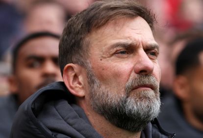 LIVERPOOL, ENGLAND - APRIL 14: Jurgen Klopp, Manager of Liverpool, looks on prior to the Premier League match between Liverpool FC and Crystal Palace at Anfield on April 14, 2024 in Liverpool, England. (Photo by Michael Steele/Getty Images)