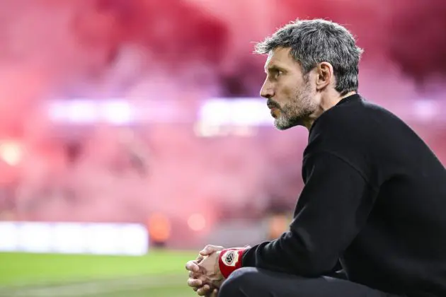 Antwerp's head coach Mark van Bommel pictured at the start of a soccer match between Royal Antwerp FC and KRC Genk, Saturday 06 April 2024 in Antwerp, on day 2 (out of 10) of the Champions' Play-offs of the 2023-2024 'Jupiler Pro League' first division of the Belgian championship. BELGA PHOTO TOM GOYVAERTS (Photo by Tom Goyvaerts / BELGA MAG / Belga via AFP) (Photo by TOM GOYVAERTS/BELGA MAG/AFP via Getty Images)