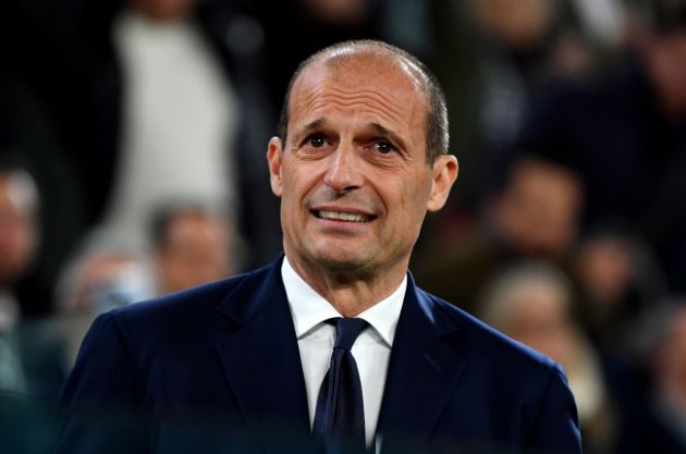 TURIN, ITALY - APRIL 02: Massimiliano Allegri, Head Coach of Juventus, looks on prior to the Coppa Italia Semi-Final match between Juventus FC and SS Lazio at the Allianz Stadium on April 02, 2024 in Turin, Italy. (Photo by Valerio Pennicino/Getty Images)