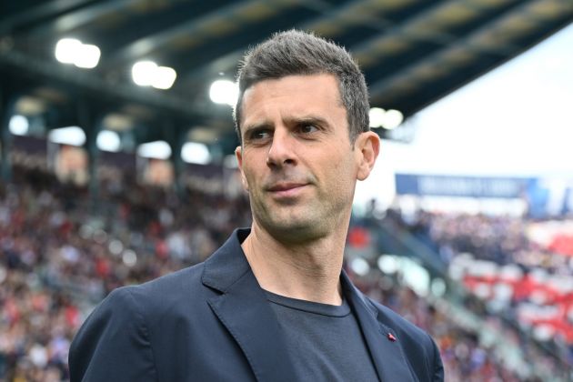 BOLOGNA, ITALY - APRIL 28: Thiago Motta, Head Coach of Bologna FC, looks on prior to the Serie A TIM match between Bologna FC and Udinese Calcio at Stadio Renato Dall'Ara on April 28, 2024 in Bologna, Italy. (Photo by Alessandro Sabattini/Getty Images)