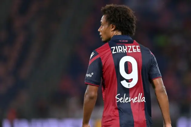 BOLOGNA, ITALY - SEPTEMBER 02: Joshua Zirkzee of Bologna FC looks on during the Serie A TIM match between Bologna FC and Cagliari Calcio at Stadio Renato Dall'Ara on September 02, 2023 in Bologna, Italy. (Photo by Alessandro Sabattini/Getty Images)