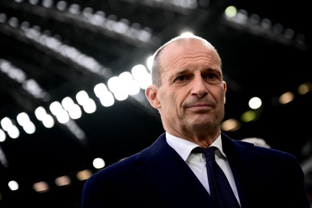 Juventus coach Massimiliano Allegri looks on during the Italian Serie A football match between Juventus and AC Milan at The Allianz Stadium in Turin on April 27, 2024. (Photo by MARCO BERTORELLO / AFP) (Photo by MARCO BERTORELLO/AFP via Getty Images)