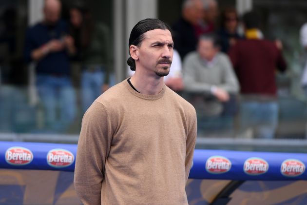 VERONA, ITALY - MARCH 17: Zlatan Ibrahimovic looks on prior to the Serie A TIM match between Hellas Verona FC and AC Milan at Stadio Marcantonio Bentegodi on March 17, 2024 in Verona, Italy. (Photo by Alessandro Sabattini/Getty Images)