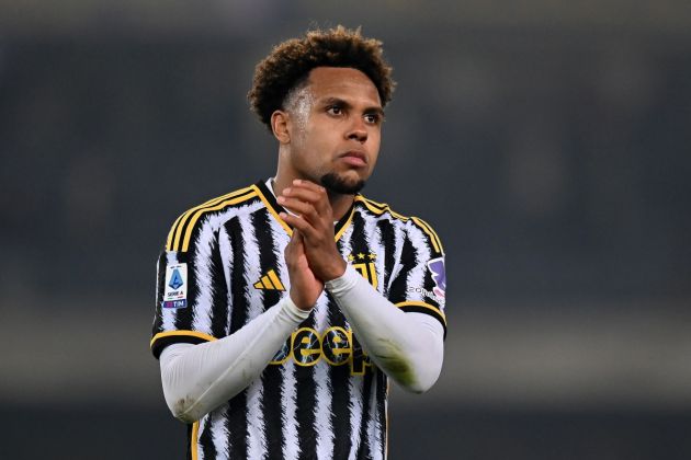 VERONA, ITALY - FEBRUARY 17: Weston McKennie of Juventus during the Serie A TIM match between Hellas Verona FC and Juventus at Stadio Marcantonio Bentegodi on February 17, 2024 in Verona, Italy. (Photo by Alessandro Sabattini/Getty Images)