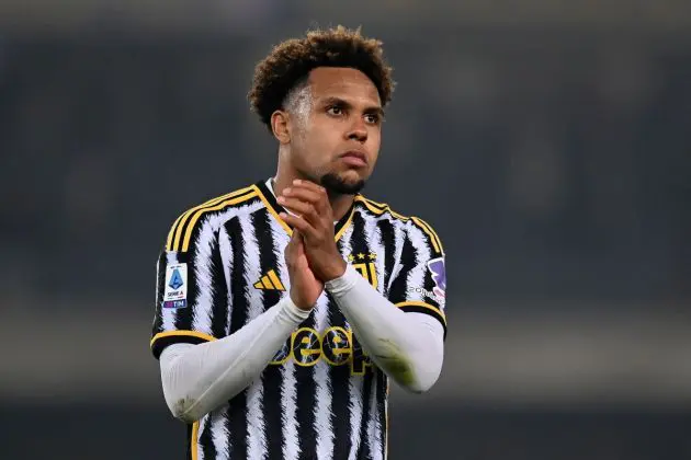 VERONA, ITALY - FEBRUARY 17: Weston McKennie of Juventus during the Serie A TIM match between Hellas Verona FC and Juventus at Stadio Marcantonio Bentegodi on February 17, 2024 in Verona, Italy. (Photo by Alessandro Sabattini/Getty Images)
