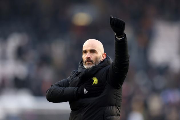 HULL, ENGLAND - MARCH 09: Enzo Maresca, Manager of Leicester City, acknowledges the fans following the Sky Bet Championship match between Hull City and Leicester City at MKM Stadium on March 09, 2024 in Hull, England. (Photo by George Wood/Getty Images)