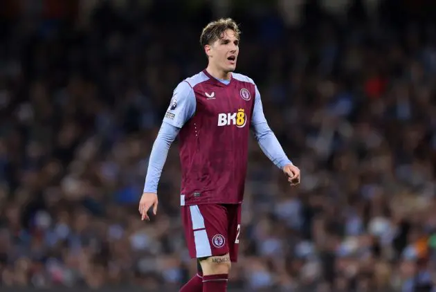 MANCHESTER, ENGLAND - APRIL 03: Nicolo Zaniolo of Aston Villa during the Premier League match between Manchester City and Aston Villa at Etihad Stadium on April 03, 2024 in Manchester, England. (Photo by Alex Livesey/Getty Images)
