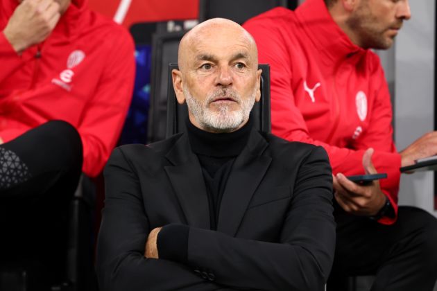 MILAN, ITALY - APRIL 22: Head Coach Stefano Pioli of AC Milan looks on during the Serie A TIM match between AC Milan and FC Internazionale at Stadio Giuseppe Meazza on April 22, 2024 in Milan, Italy. (Photo by Francesco Scaccianoce/Getty Images)
