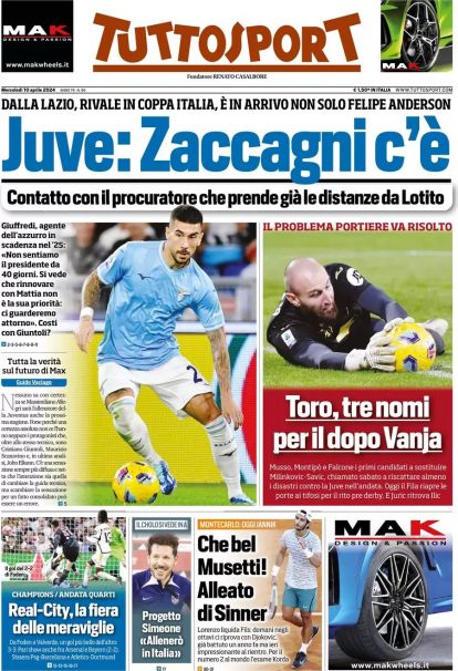 Today’s Papers – Milan-Roma fight for future, Motta or Conte for Juventus