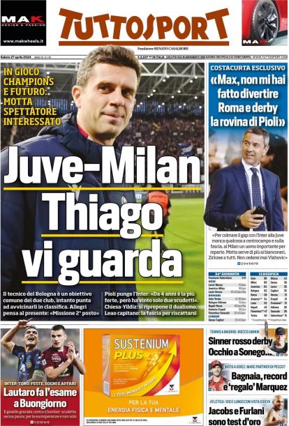 Today’s Papers: Lopetegui for Milan, last dance for Allegri and Pioli