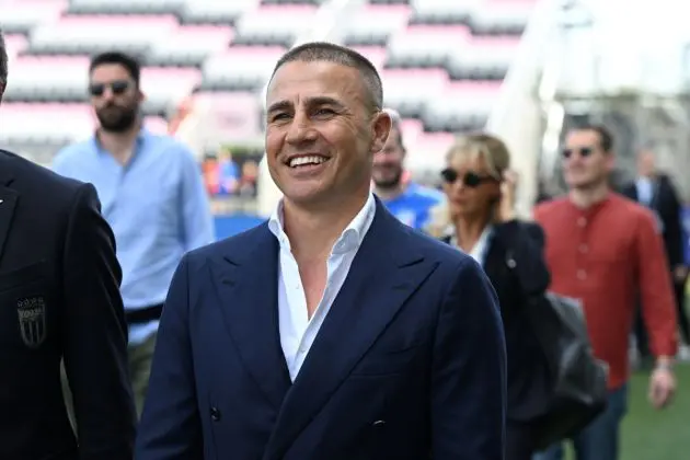 FORT LAUDERDALE, FLORIDA - MARCH 21: Fabio Cannavaro arrives before the International Friendly match between Venezuela and Italy at Chase Stadium on March 21, 2024 in Fort Lauderdale, Florida. (Photo by Claudio Villa/Getty Images)