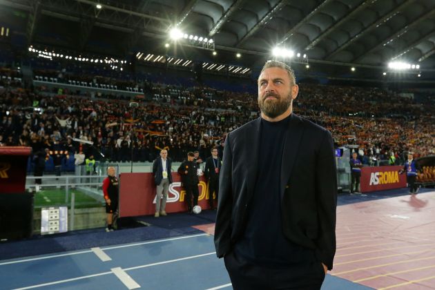 ROME, ITALY - MAY 05: Daniele De Rossi, Head Coach of AS Roma, looks on prior to the Serie A TIM match between AS Roma and Juventus at Stadio Olimpico on May 05, 2024 in Rome, Italy. (Photo by Paolo Bruno/Getty Images)