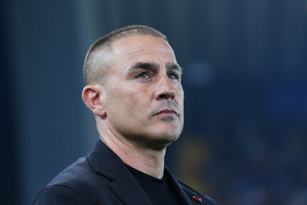 UDINE, ITALY - MAY 06: Fabio Cannavaro, Head Coach of Udinese Calcio, looks on prior to the Serie A TIM match between Udinese Calcio and SSC Napoli at Dacia Arena on May 06, 2024 in Udine, Italy. (Photo by Alessandro Sabattini/Getty Images)