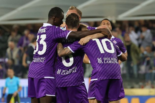 FLORENCE, ITALY - MAY 13: Arthur Melo of ACF Fiorentina celebrates after scoring a goal during the Serie A TIM match between ACF Fiorentina and AC Monza at Stadio Artemio Franchi on May 13, 2024 in Florence, Italy.(Photo by Gabriele Maltinti/Getty Images)