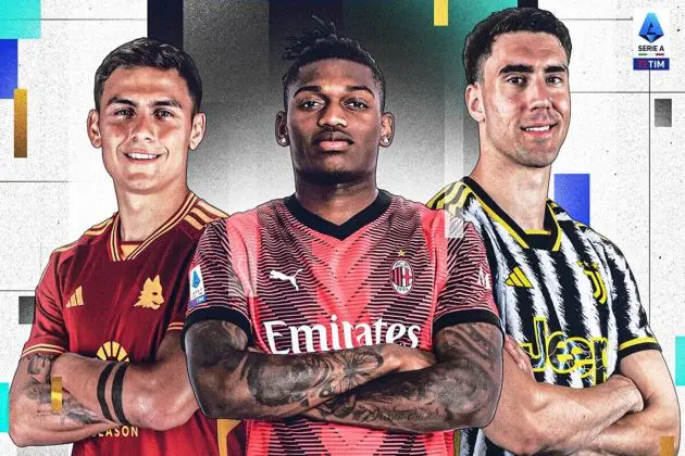 2023-24 Serie A Attacker of the Year shortlist, including Rafael Leao of Milan, Paulo Dybala of Roma and Dusan Vlahovic of Juventus.