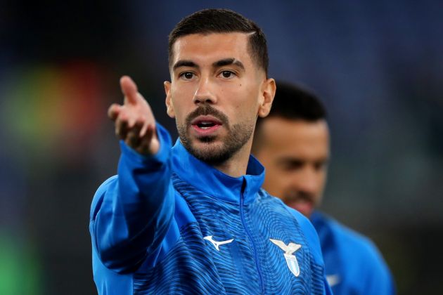 ROME, ITALY - APRIL 27: Mattia Zaccagni of SS Lazio gestures during the warm up prior to the Serie A TIM match between SS Lazio and Hellas Verona FC at Stadio Olimpico on April 27, 2024 in Rome, Italy. (Photo by Paolo Bruno/Getty Images)