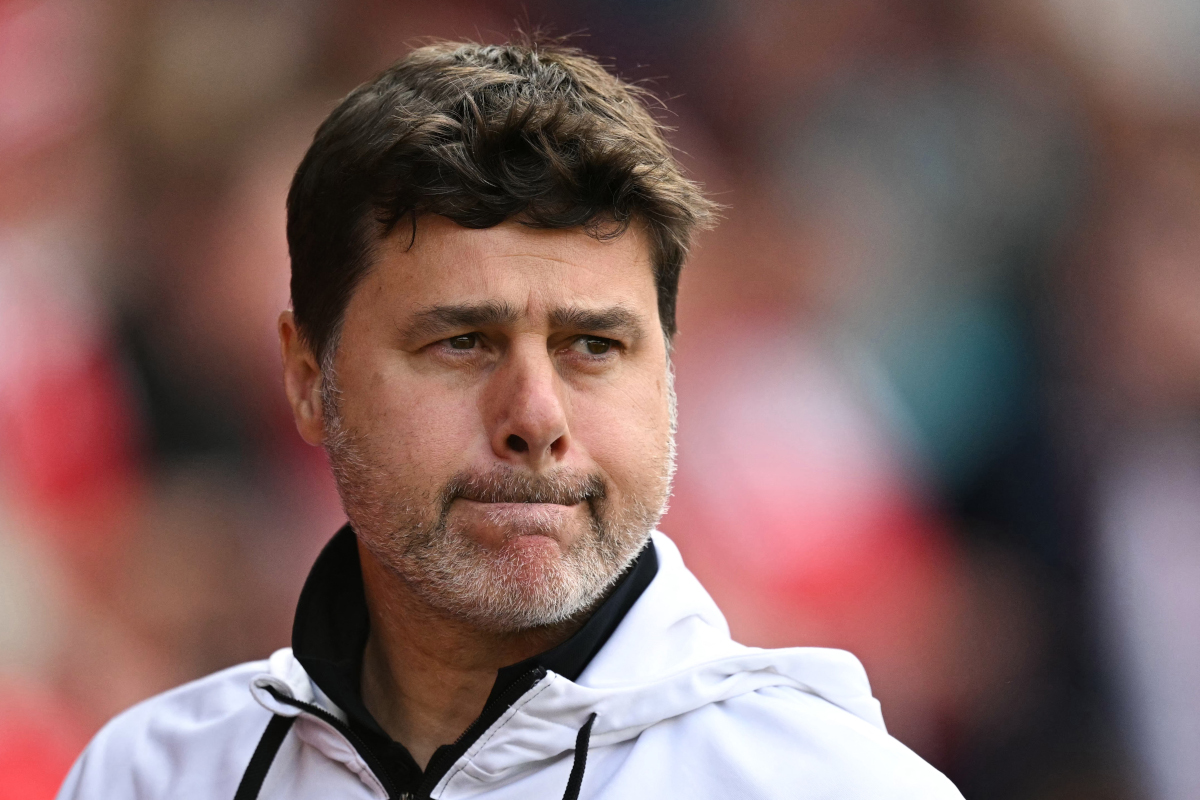 Chelsea's Argentinian head coach Mauricio Pochettino reacts during the English Premier League football match between Nottingham Forest and Chelsea at The City Ground in Nottingham, central England, on May 11, 2024. (Photo by Oli SCARFF / AFP) / RESTRICTED TO EDITORIAL USE. No use with unauthorized audio, video, data, fixture lists, club/league logos or 'live' services. Online in-match use limited to 120 images. An additional 40 images may be used in extra time. No video emulation. Social media in-match use limited to 120 images. An additional 40 images may be used in extra time. No use in betting publications, games or single club/league/player publications. / (Photo by OLI SCARFF/AFP via Getty Images)