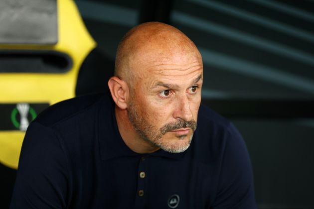 ATHENS, GREECE - MAY 29: Vincenzo Italiano, Head Coach of ACF Fiorentina, looks on prior to the UEFA Europa Conference League 2023/24 final match between Olympiacos FC and ACF Fiorentina at AEK Arena on May 29, 2024 in Athens, Greece. (Photo by Francois Nel/Getty Images)