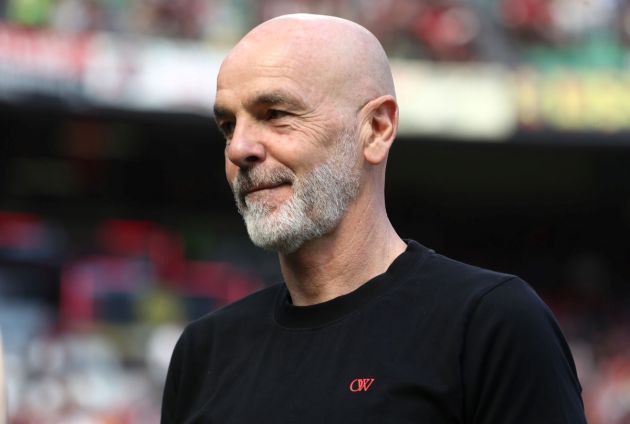 MILAN, ITALY - APRIL 06: AC Milan coach Stefano Pioli looks on before the Serie A TIM match between AC Milan and US Lecce - Serie A TIM at Stadio Giuseppe Meazza on April 06, 2024 in Milan, Italy. (Photo by Marco Luzzani/Getty Images)