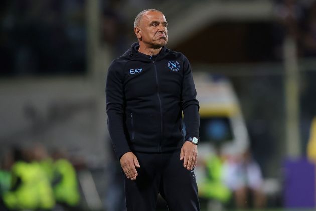 FLORENCE, ITALY - MAY 19: Francesco Calzona manager of SSC Napoli reacts during the Serie A TIM match between ACF Fiorentina and SSC Napoli at Stadio Artemio Franchi on May 19, 2024 in Florence, Italy.(Photo by Gabriele Maltinti/Getty Images)