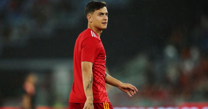 ROME, ITALY - MAY 19: Paulo Dybala of AS Roma looks on during the warm up prior to the Serie A TIM match between AS Roma and at Stadio Olimpico on May 19, 2024 in Rome, Italy. (Photo by Paolo Bruno/Getty Images)