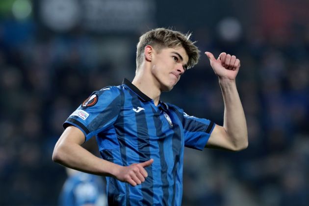 BERGAMO, ITALY - MARCH 14: Charles De Ketelaere of Atalanta BC reacts during the UEFA Europa League 2023/24 round of 16 second leg match between Atalanta and Sporting CP at the Stadio di Bergamo on March 14, 2024 in Bergamo, Italy. (Photo by Emilio Andreoli/Getty Images)