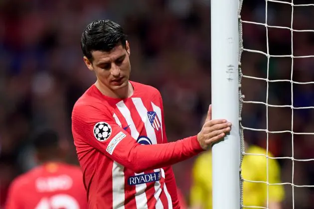 MADRID, SPAIN - APRIL 10: Alvaro Morata of Atletico de Madrid reacts during the UEFA Champions League quarter-final first leg match between Atletico Madrid and Borussia Dortmund at Civitas Metropolitano Stadium on April 10, 2024 in Madrid, Spain. (Photo by Angel Martinez/Getty Images)