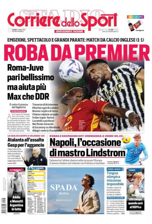 Today’s Papers – Exciting Roma 1-1 Juventus, Conceicao calls Milan