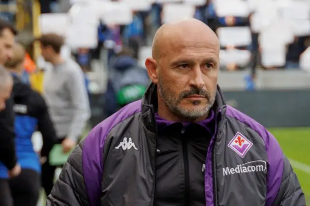 Fiorentina coach Vincenzo Italiano looks on during the UEFA Conference League semi-final second leg football match between Club Brugge and AF Fiorentina at the Jan-Breydel Stadium in Bruges on May 8, 2024. (Photo by KURT DESPLENTER / Belga / AFP) / Belgium OUT (Photo by KURT DESPLENTER/Belga/AFP via Getty Images)