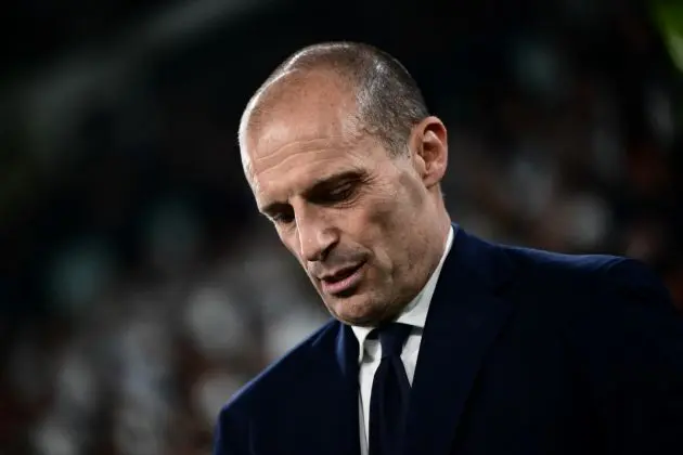 Juventus coach Massimiliano Allegri before the Italian Serie A football match between Juventus and Fiorentina, at The Allianz Stadium, in Turin on April 7, 2024. (Photo by Marco BERTORELLO / AFP) (Photo by MARCO BERTORELLO/AFP via Getty Images)
