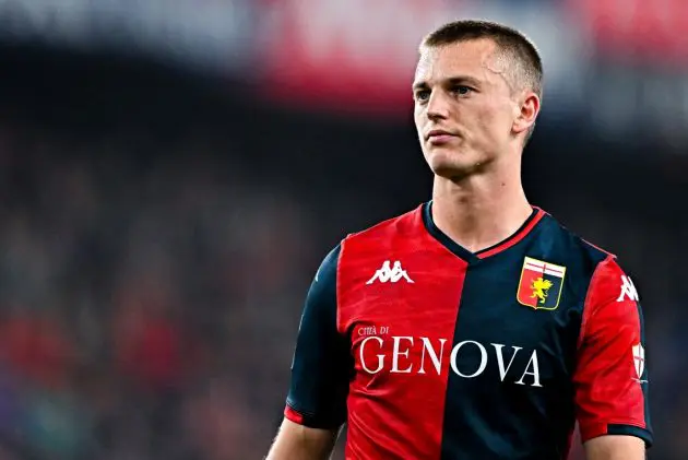 GENOA, ITALY - APRIL 29: Albert Gudmundsson of Genoa looks on during the Serie A TIM match between Genoa CFC and Cagliari at Stadio Luigi Ferraris on April 29, 2024 in Genoa, Italy. (Photo by Simone Arveda/Getty Images)