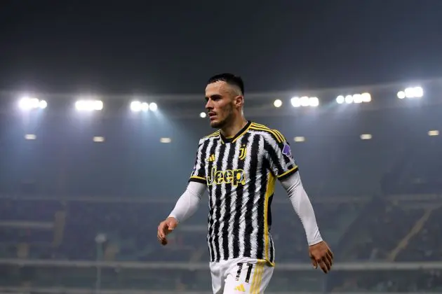 VERONA, ITALY - FEBRUARY 17: Crystal Palace target Filip Kostic of Juventus in action during the Serie A TIM match between Hellas Verona FC and Juventus - Serie A TIM at Stadio Marcantonio Bentegodi on February 17, 2024 in Verona, Italy. (Photo by Alessandro Sabattini/Getty Images)