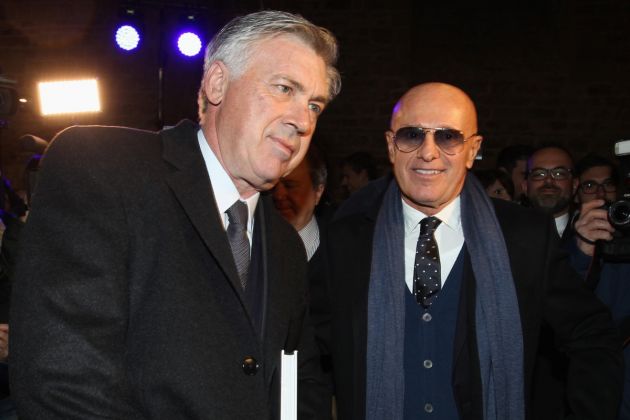 FLORENCE, ITALY - JANUARY 19: (L-R) Real Madrid head coach Carlo Ancelotti and Arrigo Sacchi attend the Italian Football Federation Hall of Fame Award ceremony at Palazzo Vecchio on January 19, 2015 in Florence, Italy. (Photo by Paolo Bruno/Getty Images)