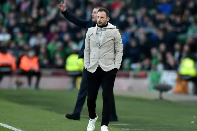 DUBLIN, IRELAND - MARCH 23: Domenico Tedesco, Head Coach of Belgium looks on during the international friendly match between Republic of Ireland and Belgium at Aviva Stadium on March 23, 2024 in Dublin, Ireland. (Photo by Charles McQuillan/Getty Images)