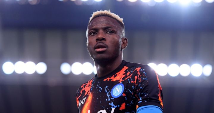 UDINE, ITALY - MAY 06: Victor Osimhen of SSC Napoli looks on during the Serie A TIM match between Udinese Calcio and SSC Napoli at Dacia Arena on May 06, 2024 in Udine, Italy. (Photo by Alessandro Sabattini/Getty Images)