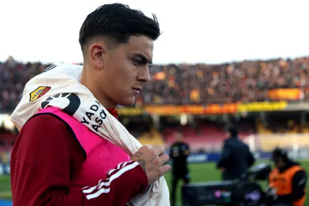 LECCE, ITALY - APRIL 01: Paulo Dybala of Roma looks on prior the Serie A TIM match between US Lecce and AS Roma - Serie A TIM at Stadio Via del Mare on April 01, 2024 in Lecce, Italy. (Photo by Maurizio Lagana/Getty Images)