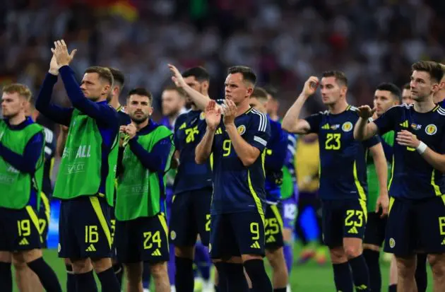 Players of Scotland react after losing the UEFA EURO 2024 group A match between Germany and Scotland in Munich, Germany, 14 June 2024. EPA-EFE/MARTIN DIVISEK