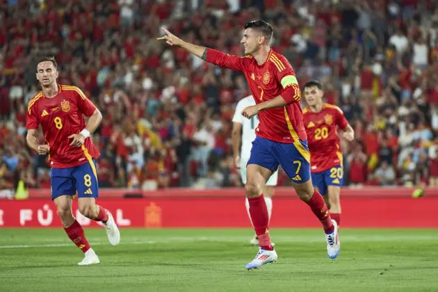 EURO 2024 build-up MALLORCA, SPAIN - JUNE 08: Alvaro Morata of Spain celebrates scoring his team´s second goal during the international friendly match between Spain and Northern Ireland at Estadi de Son Moix on June 08, 2024 in Mallorca, Spain. (Photo by Rafa Babot/Getty Images)