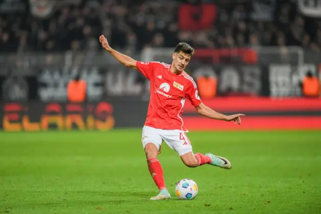 BERLIN, GERMANY - NOVEMBER 04: Diogo Leite of 1. FC Union Berlin in action during the Bundesliga match between 1. FC Union Berlin and Eintracht Frankfurt at An der Alten Foersterei on November 04, 2023 in Berlin, Germany. (Photo by Luciano Lima/Getty Images)