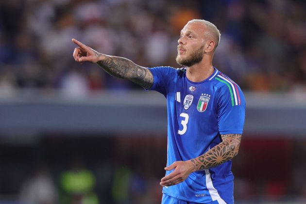 BOLOGNA, ITALY - JUNE 4: Federico Dimarco of Italy reacts during the international Friendly match between Italy and Turkiye at Renato Dall'Ara Stadium on June 4, 2024 in Bologna, Italy. (Photo by Gabriele Maltinti/Getty Images)