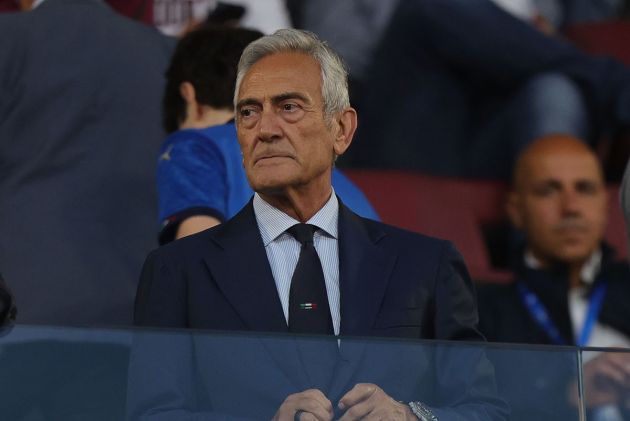 BOLOGNA, ITALY - JUNE 4: President Gabriele Gravina of the FIGC looks on during the international Friendly match between Italy and Turkiye at Renato Dall'Ara Stadium on June 4, 2024 in Bologna, Italy. (Photo by Gabriele Maltinti/Getty Images)