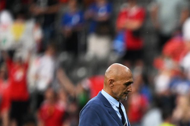 Italy's head coach Luciano Spalletti reacts at the end of the UEFA Euro 2024 round of 16 football match between Switzerland and Italy at the Olympiastadion Berlin in Berlin on June 29, 2024. (Photo by Kirill KUDRYAVTSEV / AFP) (Photo by KIRILL KUDRYAVTSEV/AFP via Getty Images)