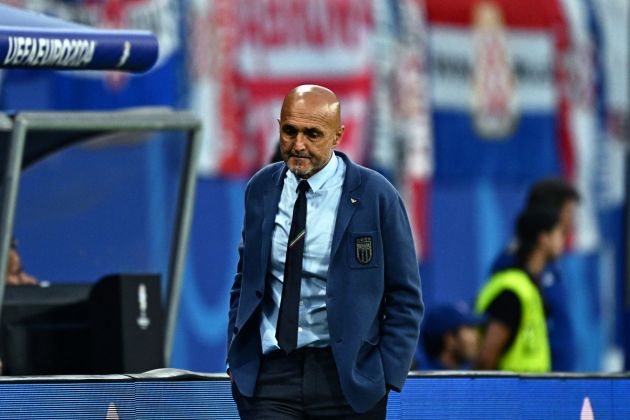 Italy's head coach Luciano Spalletti looks on during the UEFA Euro 2024 Group B football match between Croatia and Italy at the Leipzig Stadium in Leipzig on June 24, 2024. (Photo by GABRIEL BOUYS / AFP) (Photo by GABRIEL BOUYS/AFP via Getty Images)