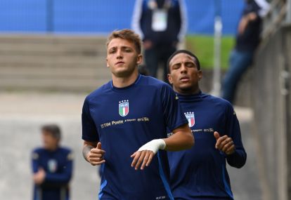ISERLOHN, GERMANY - JUNE 21Mateo Retegui of Italy in action during a Italy training sessio at Hemberg-Stadion on June 21, 2024 in Iserlohn, Germany. (Photo by Claudio Villa/Getty Images for FIGC)