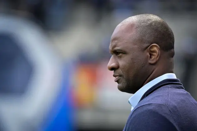 Strasbourg's French head coach Patrick Vieira looks on ahead of the French L1 football match between Le Havre AC and RC Strasbourg Alsace at The Stade Oceane in Le Havre, north-western France, on May 4, 2024. (Photo by Lou BENOIST / AFP) (Photo by LOU BENOIST/AFP via Getty Images)