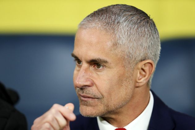 STOCKHOLM, SWEDEN - MARCH 25: Sylvinho, Head Coach of Albania looks on prior to the international friendly match between Sweden and Albania at Friends Arena on March 25, 2024 in Stockholm, Sweden. (Photo by Linnea Rheborg/Getty Images)