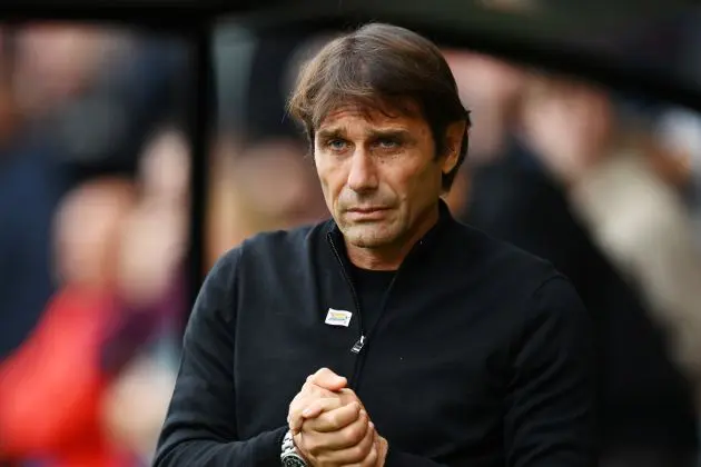 BOURNEMOUTH, ENGLAND - OCTOBER 29: Antonio Conte, Manager of Tottenham Hotspur, looks on prior to kick off of the Premier League match between AFC Bournemouth and Tottenham Hotspur at Vitality Stadium on October 29, 2022 in Bournemouth, England. (Photo by Dan Mullan/Getty Images)